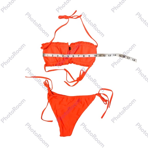 Windinny Two Piece High Waisted Triangle Thong Bikini Women’s Small Orange NWOT - Picture 3 of 4